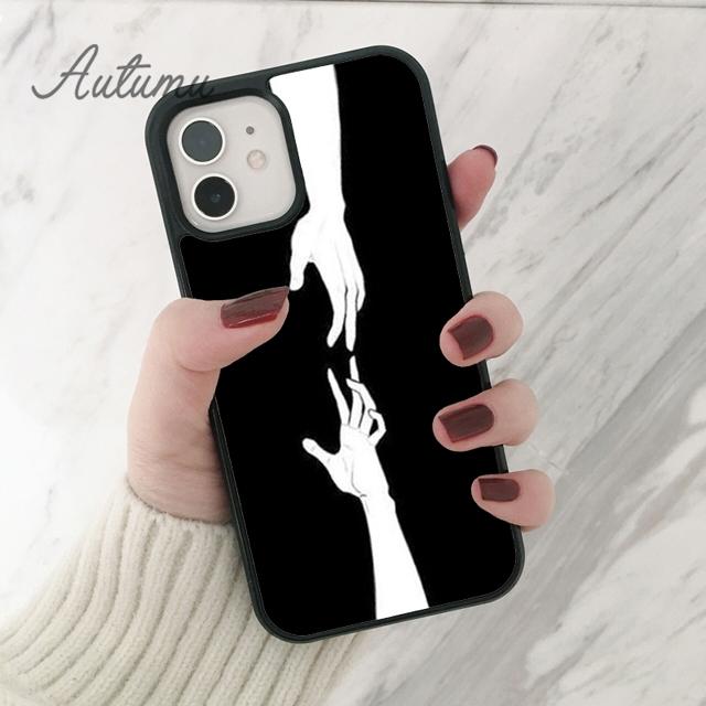 Minimalista vonal páros kéz Telefon Tok iPhone 11 12 13 14 Pro Max mini X XR XS SE 2020 6S 7 8 Plus Samsung S21 S22 héj