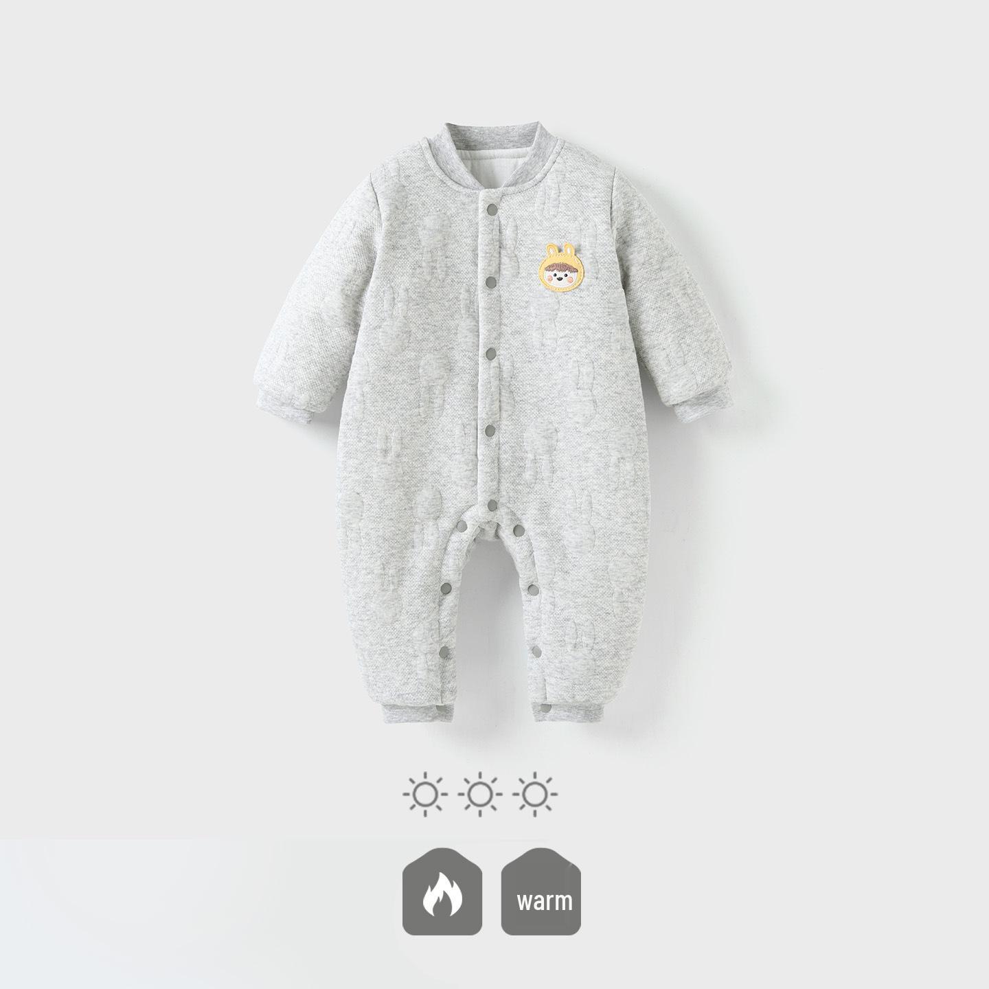 Thickened Cotton Baby Bodysuit: Long Sleeve, Warm, Snap Crotch Outerwear for Boys & Girls, Ideal for Spring & Autumn 66cm
