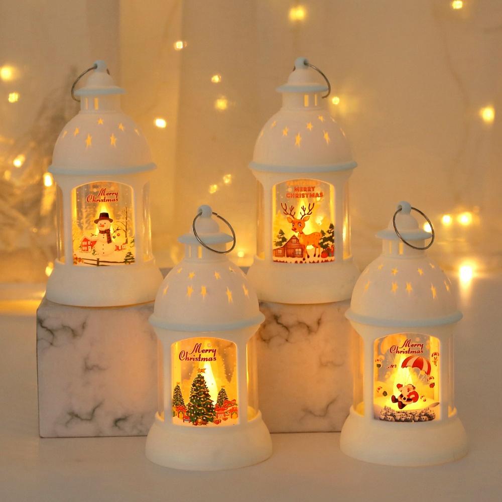 Christmas Desktop Ornaments Mini LED Night Lamp Portable Handle Electric Santa Claus Merry Christmas Lantern New Year Gift