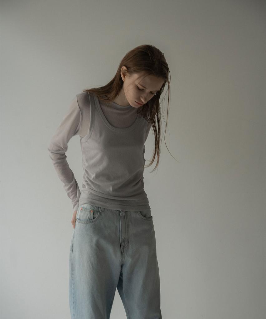 Mosyupamosyu Layered Long Sleeve [Light Gray]