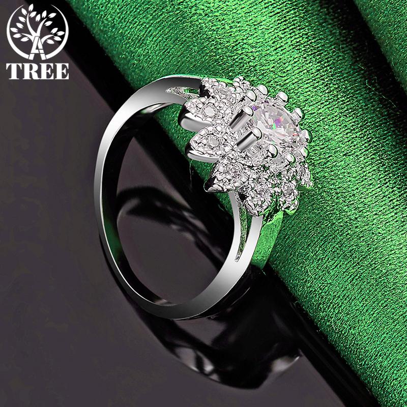 925 Sterling Silver Exquisite Shiny Sunflower Zircon Ring For Women Fashion Party Birthday Engagement Wedding Charm Jewelry Gift