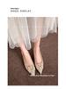 Rhinestone Buckle Wedge Heel Wedding Shoes - Women's Pointed Toe Flats with Inner Height Increase.