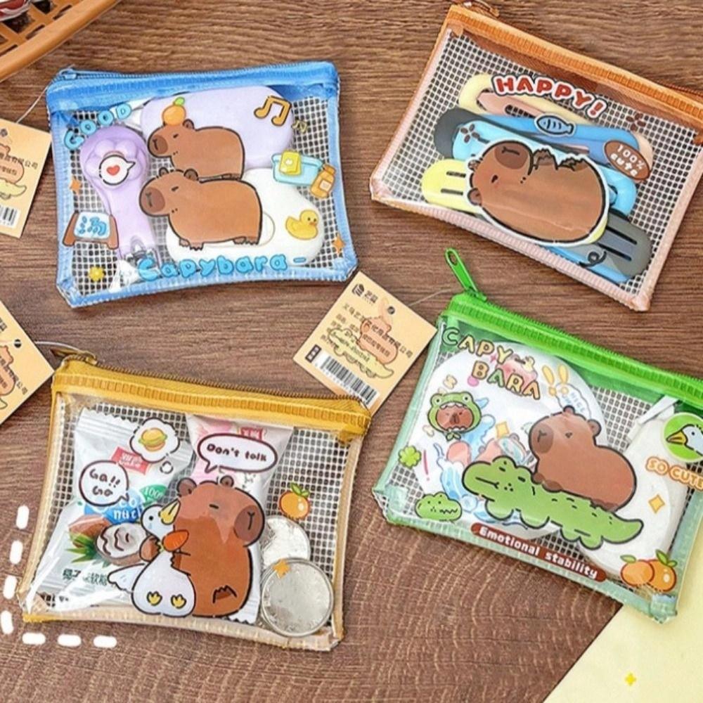 Cartoon Capybara Coin Purse Wallet Transparent Capibara Credit Card Holder  Children