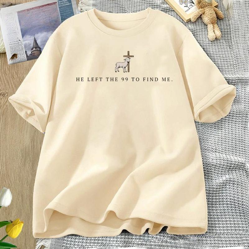 He Left The 99 T Shirt Christian TShirts Unisex Women Bible Verse Tshirt Religious Short Sleeve Tee Shirt Women Clothing Tops