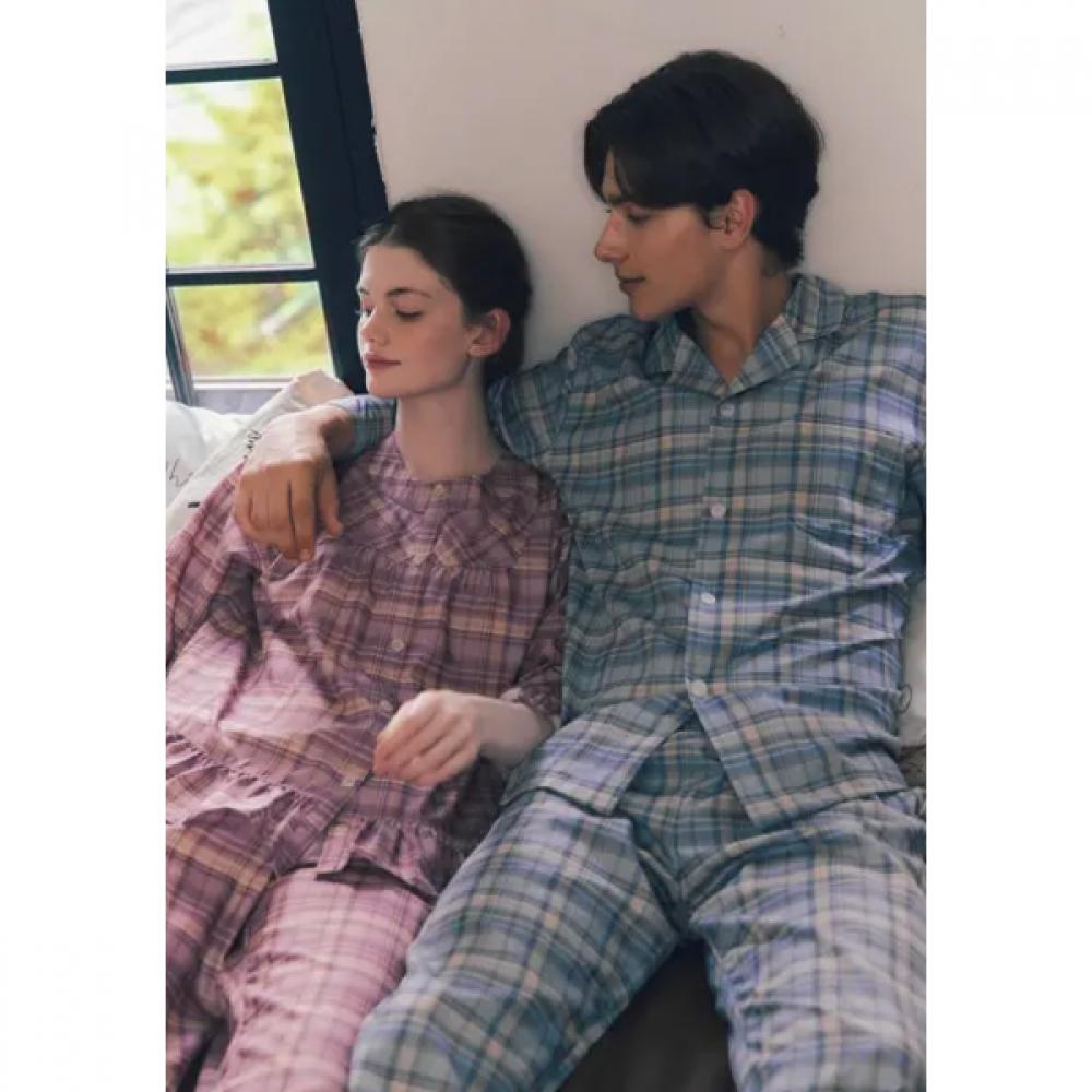 Venus Warm Fleece Check Pajamas Couple Set Vpa4555m Vpa4555w