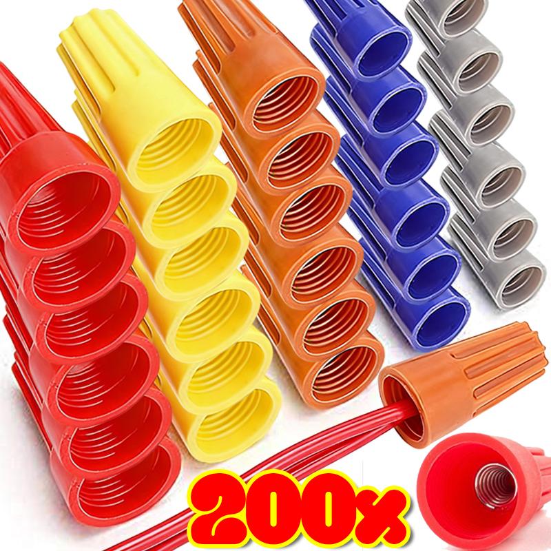 50/200x Spiral-type Wire Strapping Cap Insulated Crimp Rotating Fast Wire Connector Twist Terminal Insert Splice P1 P2 P3 P4 P6