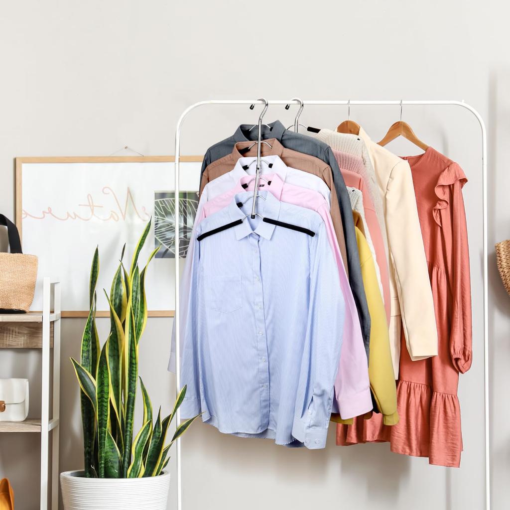 DOIOWN Kleiderbügel Hinterlässt Keine Spuren für und Kleiderschrank 6er-Set von 3 Kleiderbügeln, Platzsparend, 6-stufiger Kleiderbügel, Rutschfest, Faltbar, Flecken, Mäntel, Pullover, T-Shirts, Unisex,