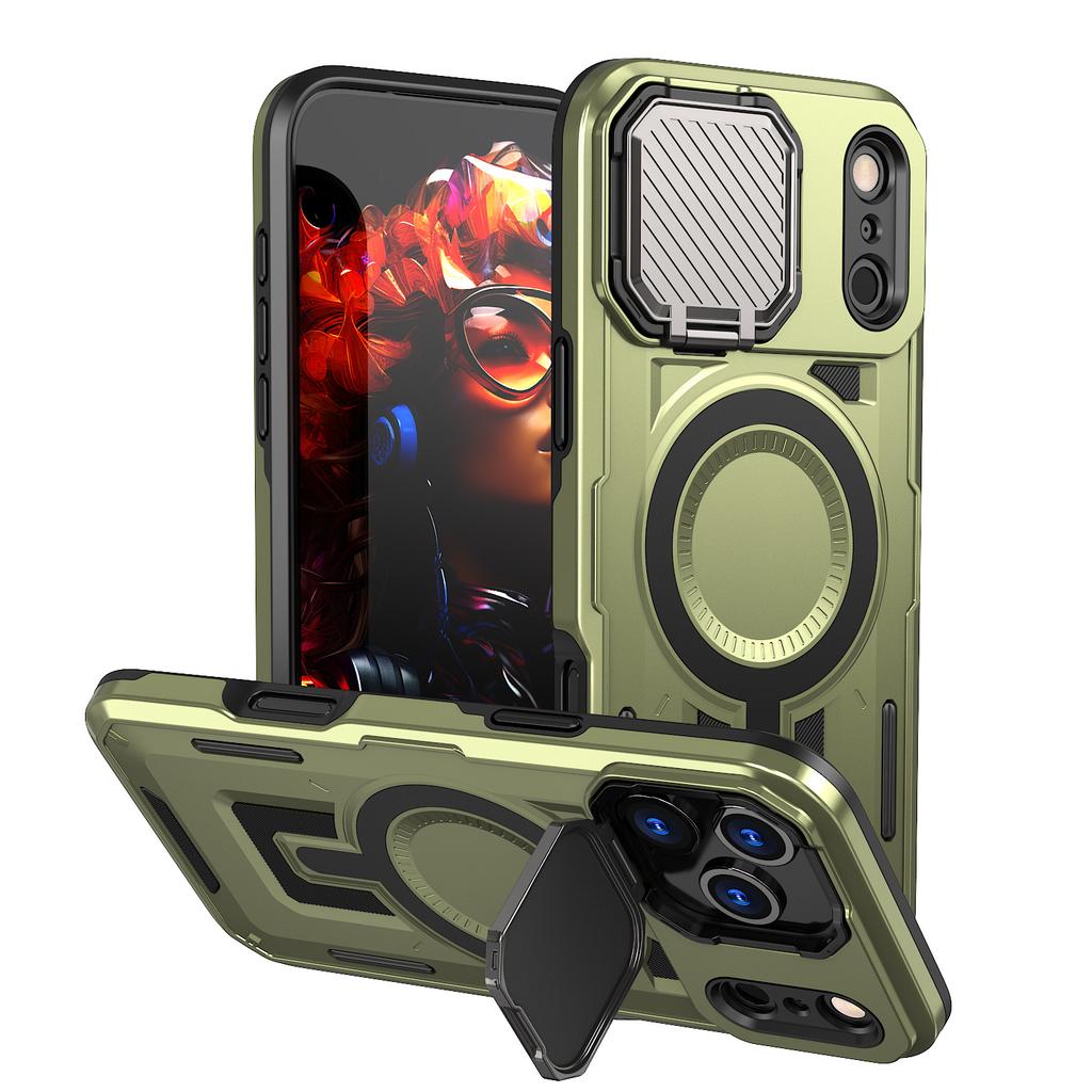 Applicable To iPhone17ProMax Aegis Mobile Phone Case Apple 16Pro Magnetic Suction 15 Bracket 14 Protective Case