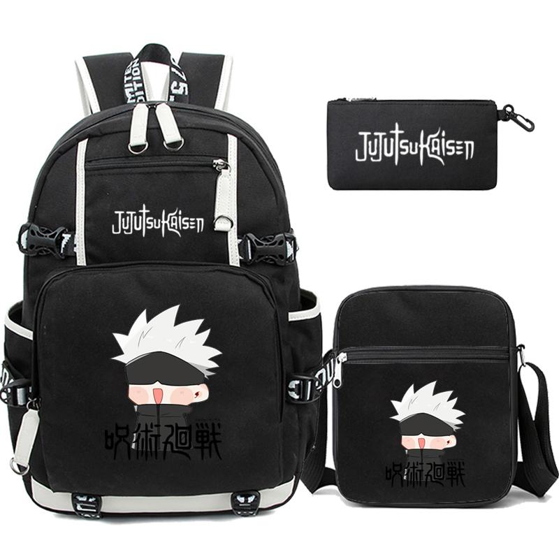 3ks/set Anime Uzumaki Batoh pro dospívajícího chlapce Zpátky do školy Batoh Student Schoolbag Cestovní taška pro volný čas