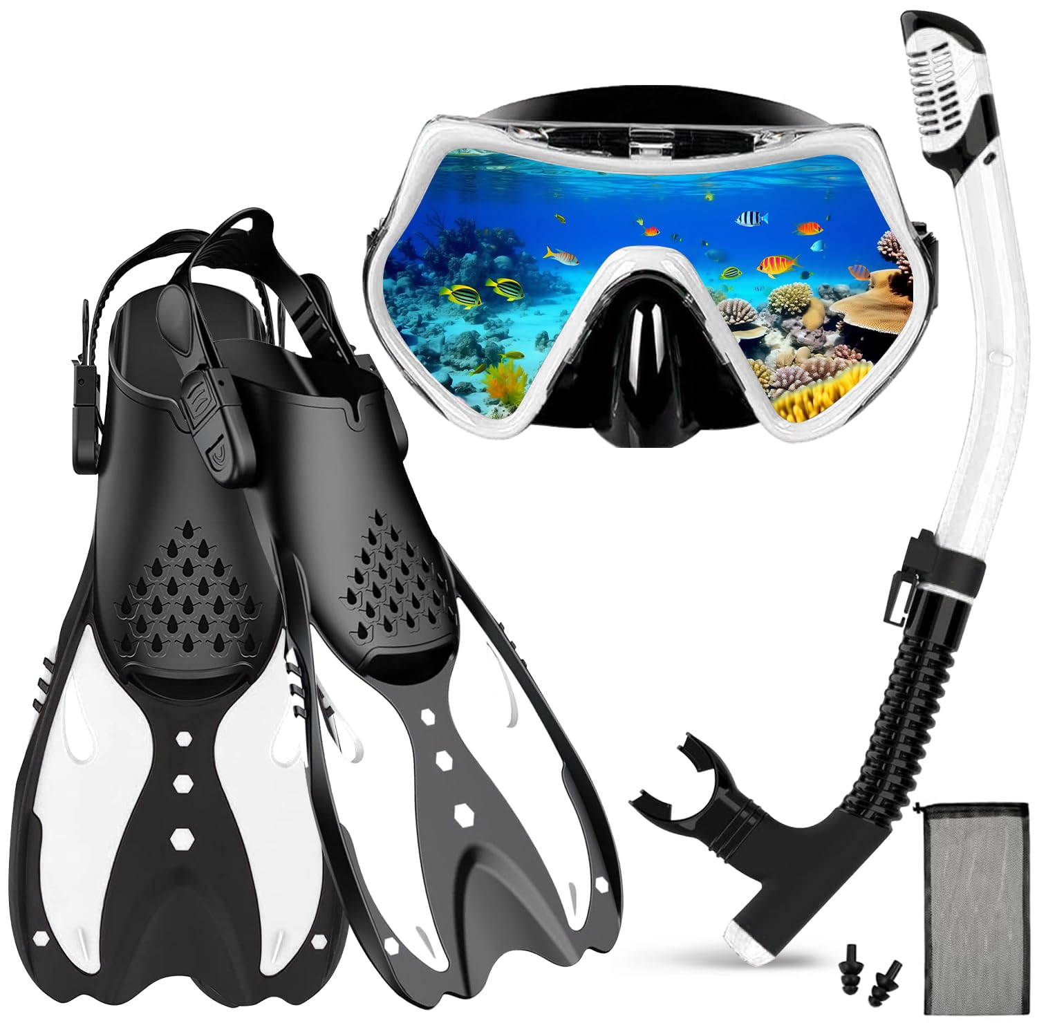 

Набор для снорклинга для лета Набор для снорклинга Поле зрения Маска для снорклинга Сухая трубка Ласты Закаленное стекло Легко надевать и снимать Хранение