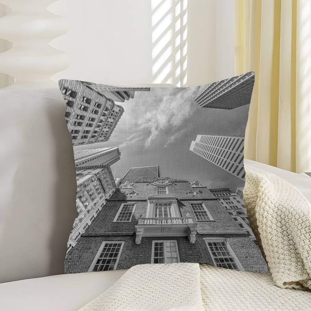 Black And White City Art Pillow Cushion Cover Pillowcase Living Room Sofa Home Decor Customized