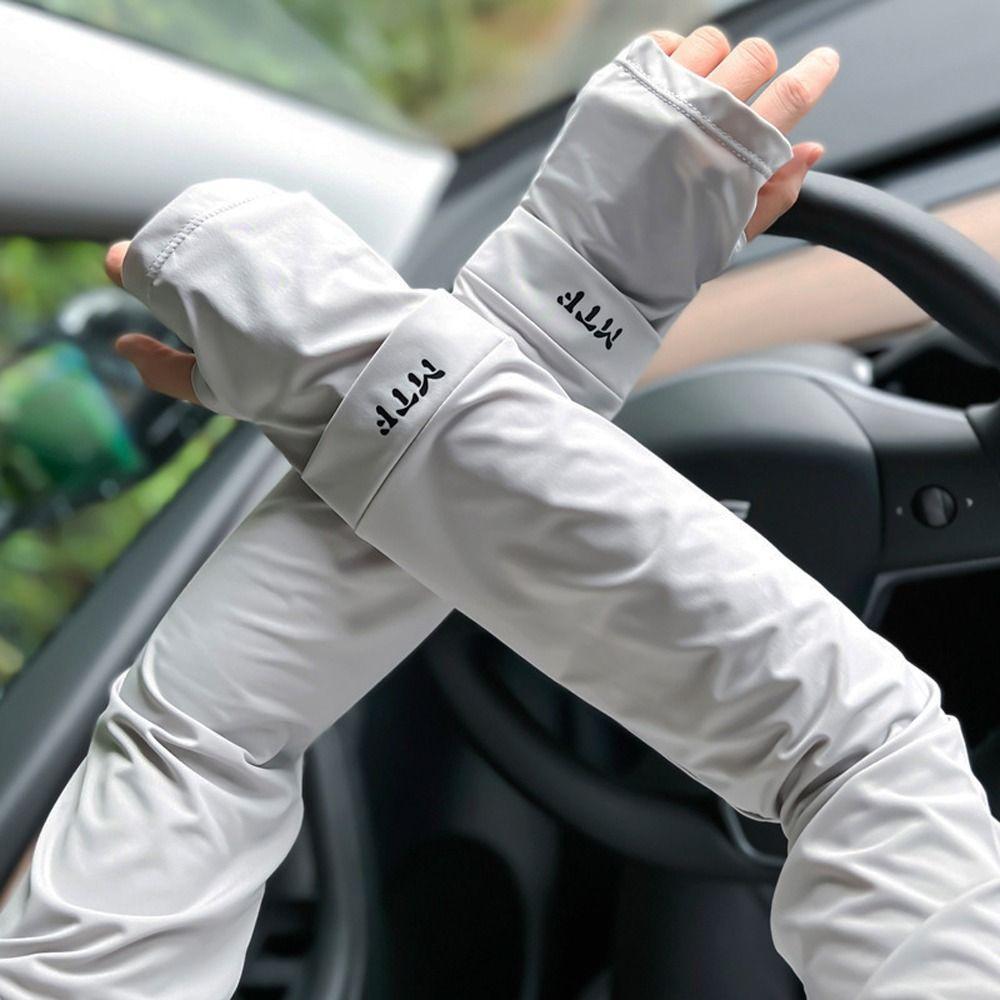 Защита от солнца, велосипедный чехол для вождения, женские рукава, ледяной шелк, летние солнцезащитные рукава серый