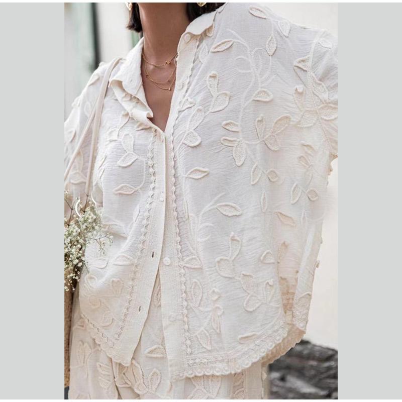 Camicia Pantaloni Tuta Donna Larga Monopetto Manica Lunga Top Gamba Larga Pantaloni Donna Tuta Estiva Set