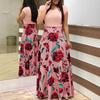 2018 Autumn Hot-Selling European & American Floral Print Color Block Long Women's Dress