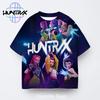 Kpop Demon Hunters Verão Crianças 3D Desenho Animado Manga Curta Casual Moda Meninos Meninas Camiseta Roupas Anime