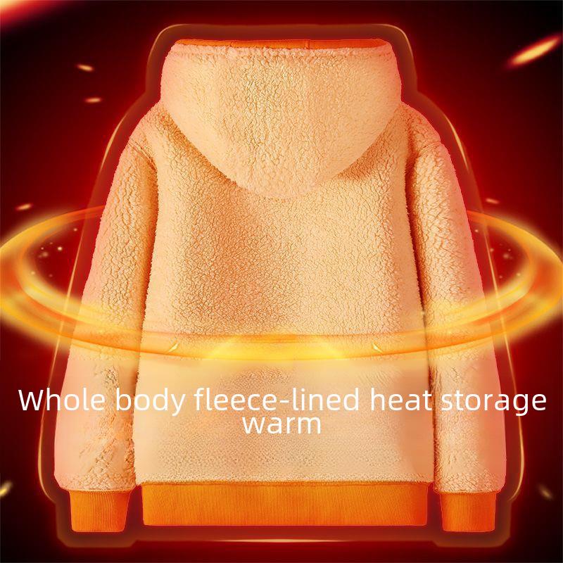 National Trend Men's Velvet Hooded Sweatshirt - Thickened, Warm Lambskin Jacket for Fall/Winter 2022, Youthful and Stylish.