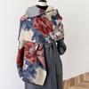 Vintage Flower Jacquard Scarf, Elegant Soft Warm Fringe Shawl Autumn Winter Coldproof Windproof Blanket Scarf