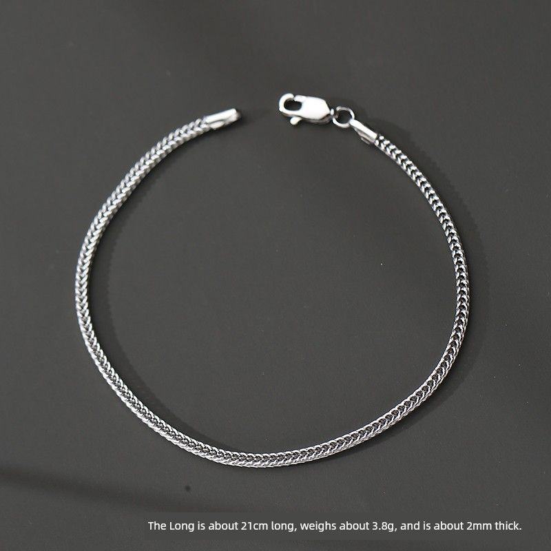 

K-style Trendy Stylish Cool Easiest for Match 2mm Thin Men s Carrying Strap Foxtail Bracelet Long