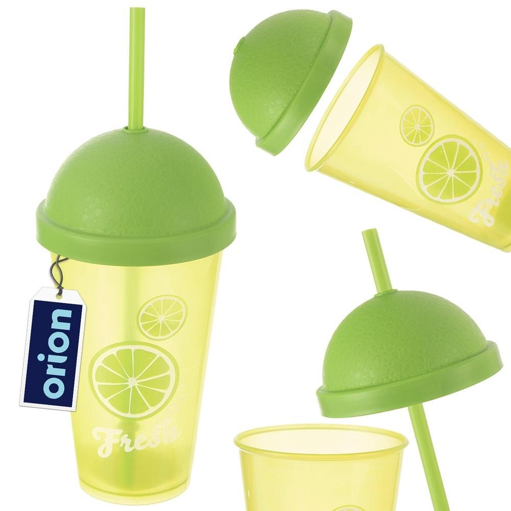 Plastic cup with lid and straw 450 ml
