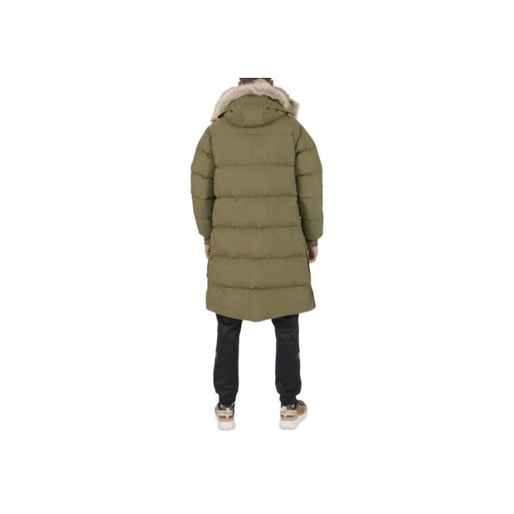 Adidas Originals Trefoil Solid Color Logo Embroidery Mid-Length Zip Hooded Down Jacket Men Outerwear Green H11804