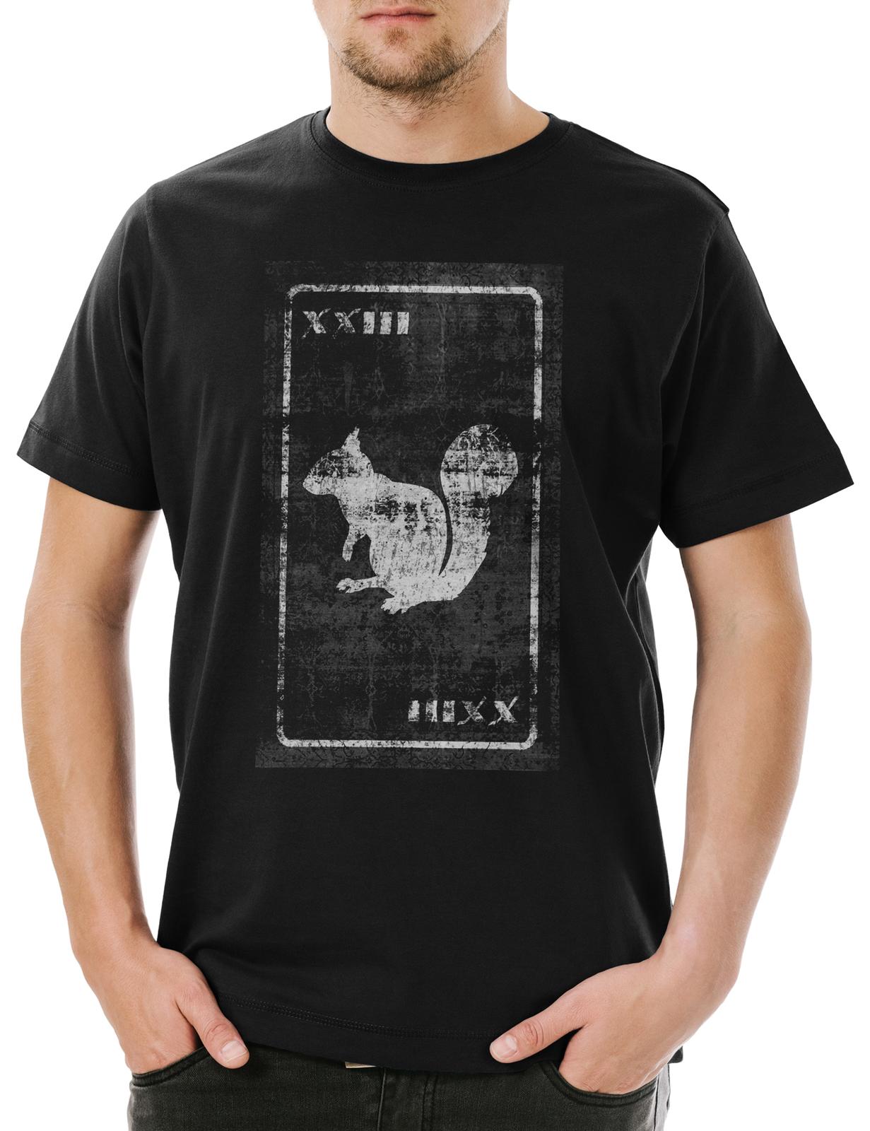 Tarot The Happy Squirrel Herren T-Shirt Karte Karten Card Voddoo Das M