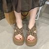 Fashion Summer Women Canvas Thick Sole Sandals New 2024 Peep Toe Flip-Flops 8CM High Platform Sandal Buckle Shoes Woman Zapatillas Mujer
