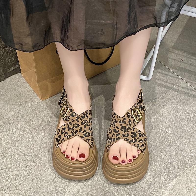 Fashion Summer Women Canvas Thick Sole Sandals New 2024 Peep Toe Flip-Flops 8CM High Platform Sandal Buckle Shoes Woman Zapatillas Mujer