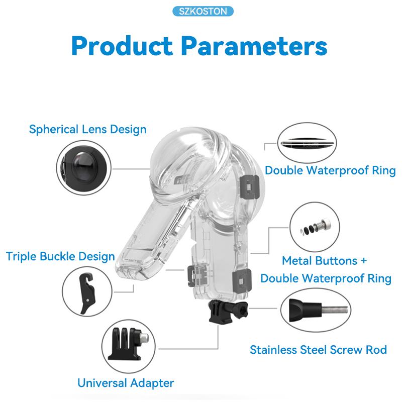 Dive Case For Insta 360 X5 Camera Invisible Diving Housing Cover 60M Waterproof Underwater Protection Shell for Insta360 X5