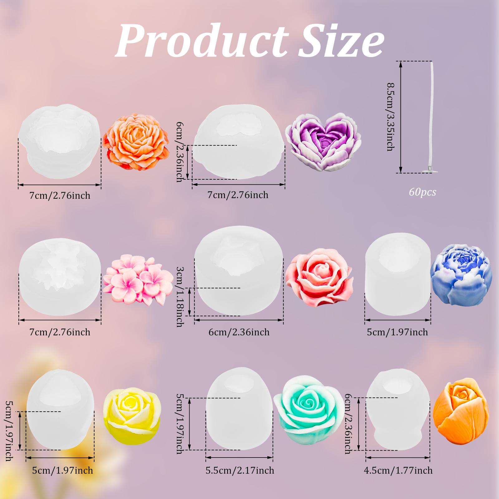 

8Pcs 3D Flower Candle Silicone Mold DIY Relief Flower Soap Resin Plaster Mould Home Decor Chocolate Cake Ice Baking Making Tool белый