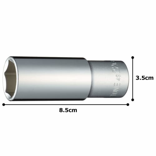 TONE HP4S-22L Deep Socket (Hex), 12.7mm (1/2") Drive, 22mm Width