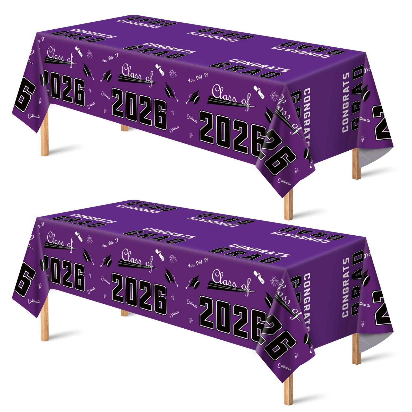 

Graduation Theme Tablecloth, Digital Printing, Decoration For Graduation Party, 140*220cm One Size фіолетовий
