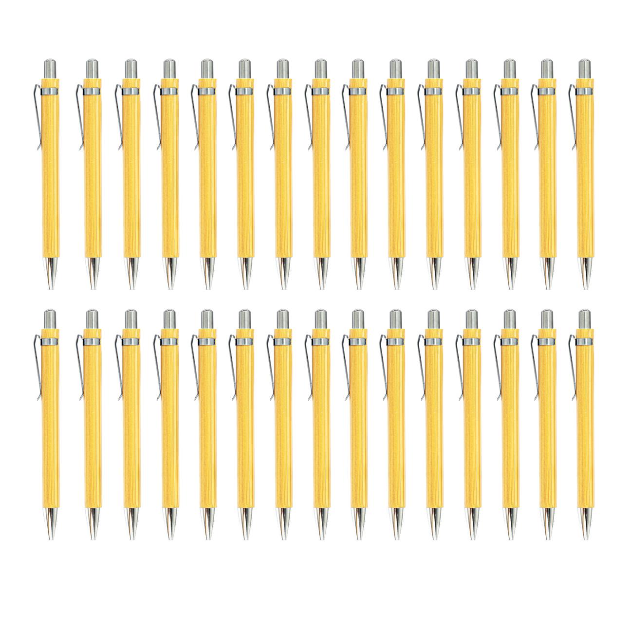 

30 шт. шариковая ручка из бамбукового дерева с пулевидным наконечником 1,0 мм, черные чернила, шариковая ручка для подписи, школьные канцелярские принадлежности 30pcs синий