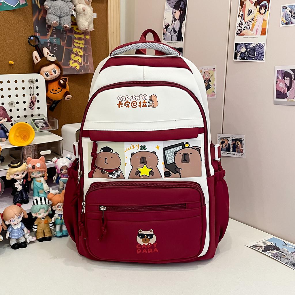 Capacity Kids Large Backpack With Cartoon Capybara Print Designs School For