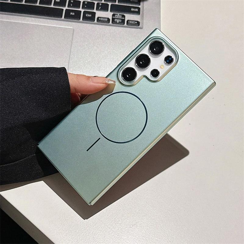 Plating Case Bumper for Samsung S25 Ultra/S24 Ultra/S25 Plus/S23 - MagSafe Wireless Charging Shockproof Hard Shell Cover