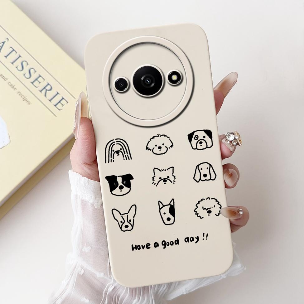 Für Redmi A3 Hülle Niedliche Cartoon Katze Ästhetisch Blumenmädchen Junge Stoßfeste Silikon-Rückabdeckung Für Xiaomi Redmi A3 Handyhülle Coque