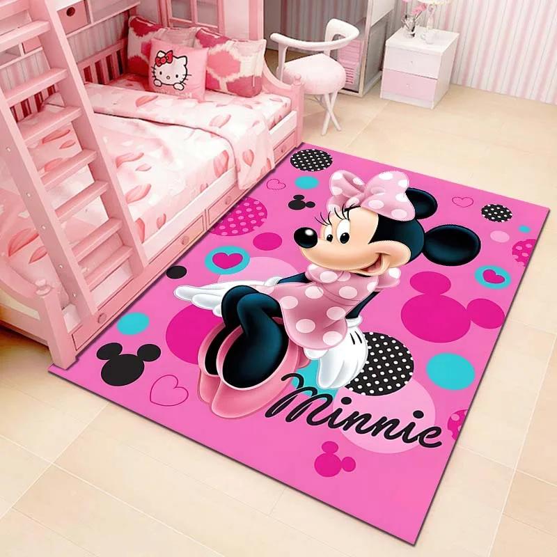 Cute Cartoon Carpet Minnie Mouse Printed Rug for Home Living Room Bedroom Kids Room Decor Non-slip Floor Mat Next Day Shipping