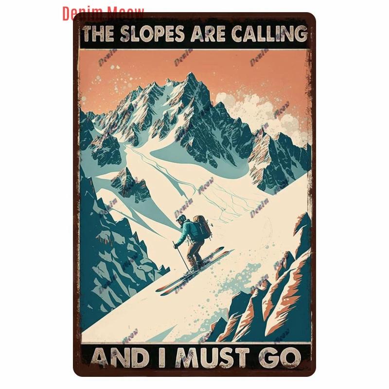 Vintage Ski Patrol Metal Poster, Retro Apres Skiing Tin Sign, Outdoor Winter Sports, Ski Team Printing Decoration, Plates, WY262