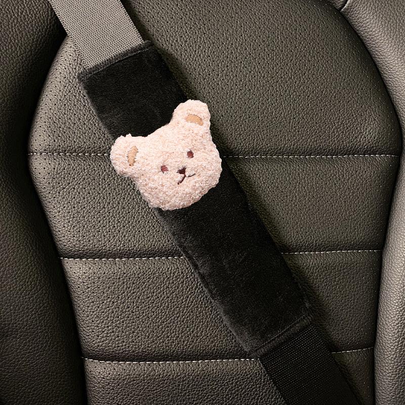 1pc Cute Cartoon Little Bear Car Seatbelt Cover Seat Belt Harness Cushion Auto Shoulder Strap Protector Pad for Children/ Kids