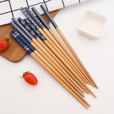 Blaues, wiederverwendbares, handgefertigtes Essstäbchen-Set aus Bambus im japanischen Stil, Essstäbchen für Sushi, Lebensmittelbesteck, Essstäbchen aus Holz, Geschirr