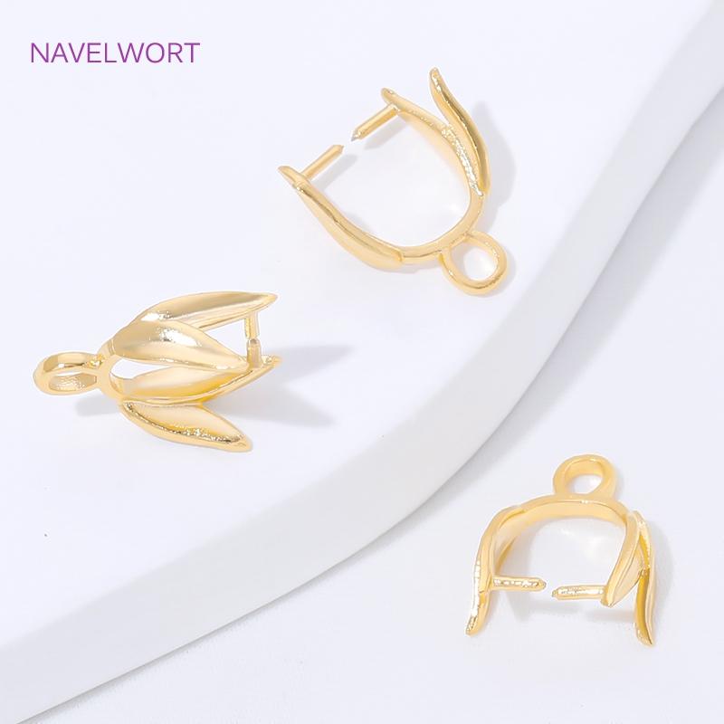 5/10Pcs Brass Pendant Clip Clasp 18K Gold Plated Pendant Pinch Bail For Necklace Making Accessories,DIY Jewelry Materials
