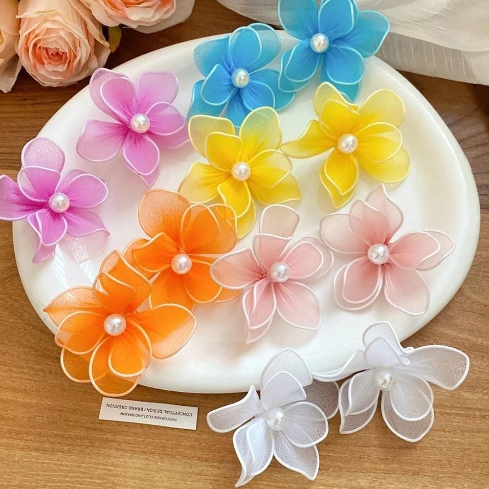 Iron Wire Iron Mesh Flower Earrings Pearl Ladies Stud Earrings Women Floral Ear Studs Daily Wear