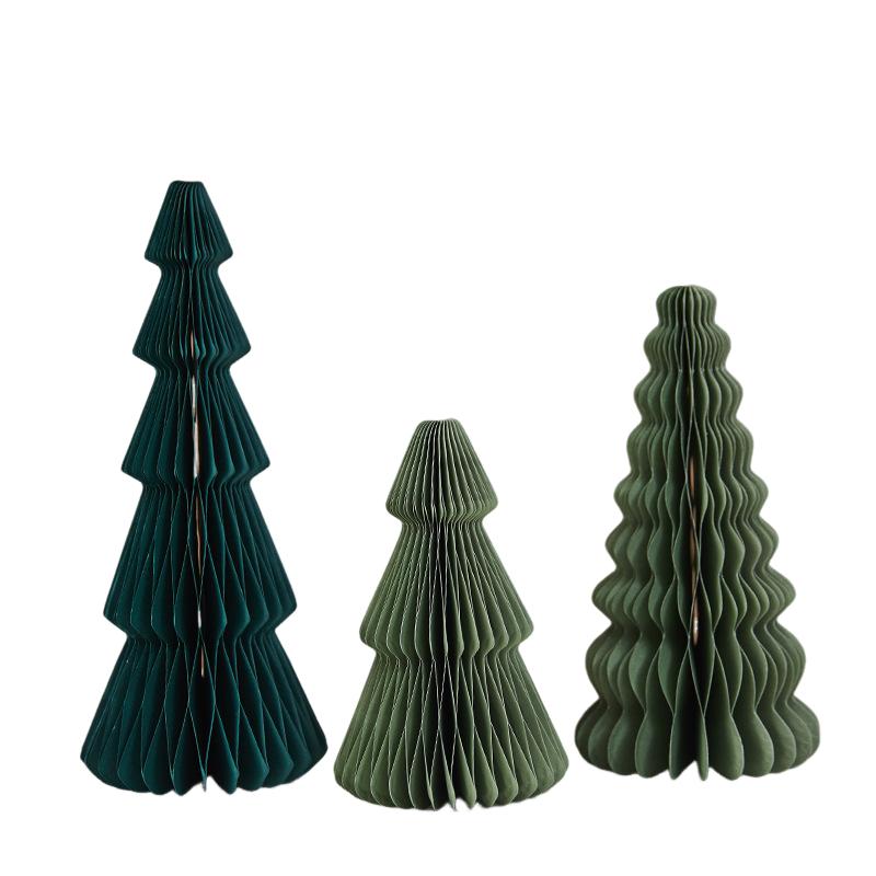 3Pcs Origami Christmas Tree Ornament Honeycomb Christmas Tree Paper Christmas Tree for Halloween Garden Indoor Home Decor