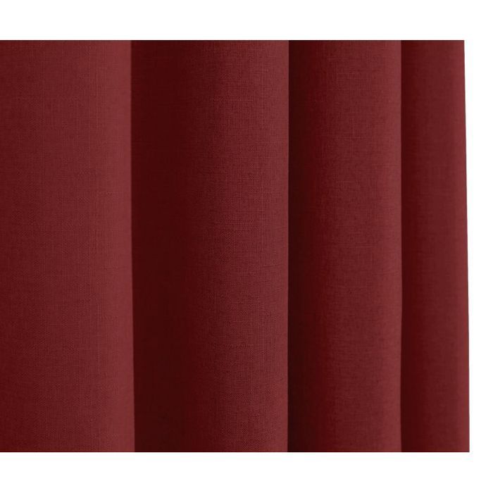 Pair of Eyelet Semi-sheer Curtains Linen Effect "Moonlight" Cherry