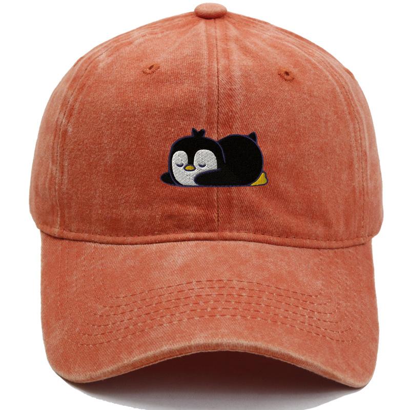 Embroidered Penguin Washed Cotton Baseball Caps Outdoor Women Adjustable Trucker Cap Fashion Men Sunscreen Snapback Peaked Hat