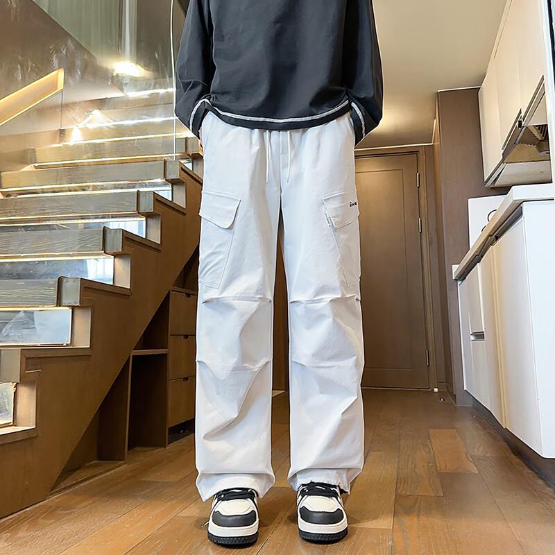 Men's Multi-Pocket Loose Straight-Leg Cargo Parachute Pants