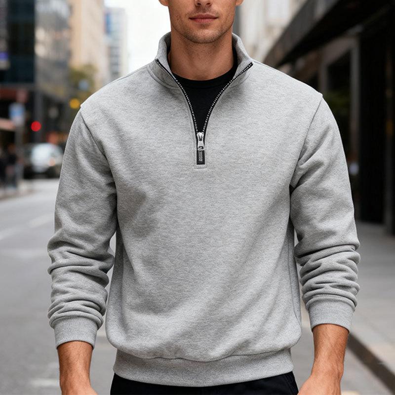 Autumn/Winter New Arrival Men's Fleece Sweatshirt Oversized Fit, Heavyweight Stand Collar Zip-Up Hooded Sweatshirt