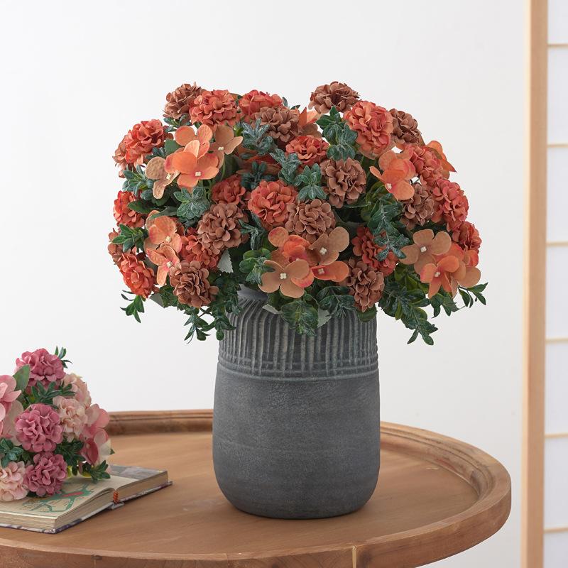 5-pronged Vintage Hydrangea, Silk Flower, Artificial Flower, Green Plant, Wedding Photography, Home Decoration Arrangement