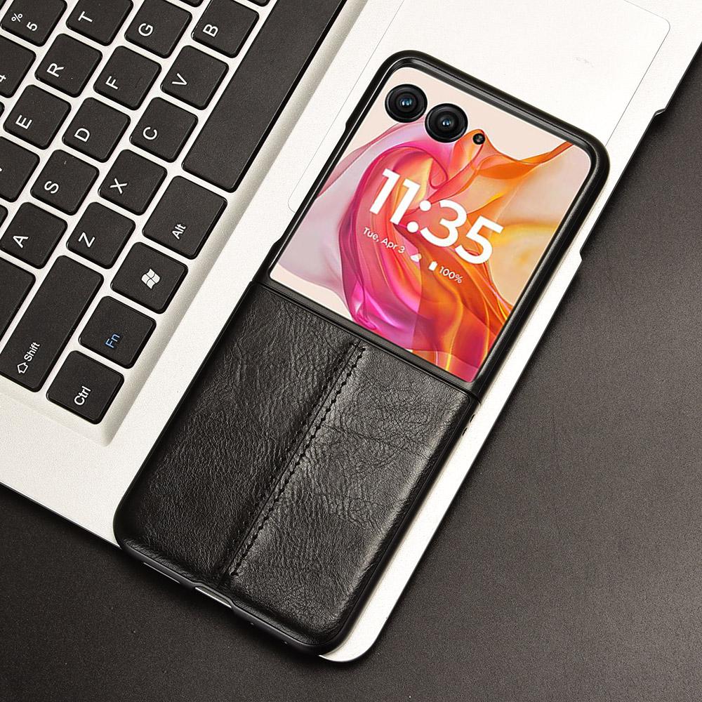 Für Motorola Razr 50 Ultra 5G Hülle Steppnaht Leder Hart PC Handyhülle