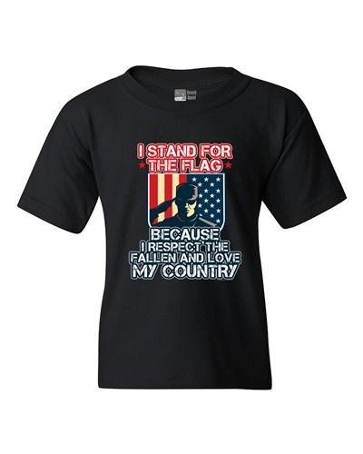 I Stand For Flag I Respect Fallen Love My Country (D) DT Youth Kids T-Shirt Tee Unisex T-Shirt XXXL