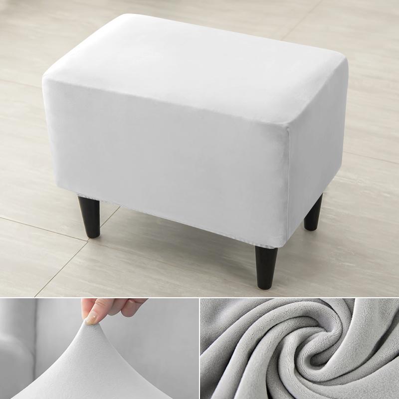 Miękki aksamit osmański pokrowiec na stołek Stretch prostokąt podnóżek narzuty antypoślizgowe zdejmowane Sofa fotel podnóżek Protector obejmuje